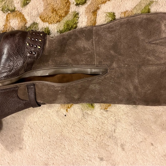 Suede & Leather tall boots (mocha colour) - Picture 3 of 7